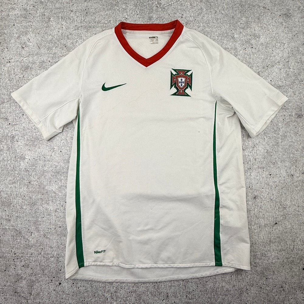 Vintage 2008-09 Nike Portugal Soccer Football Away Jersey White Mens Medium